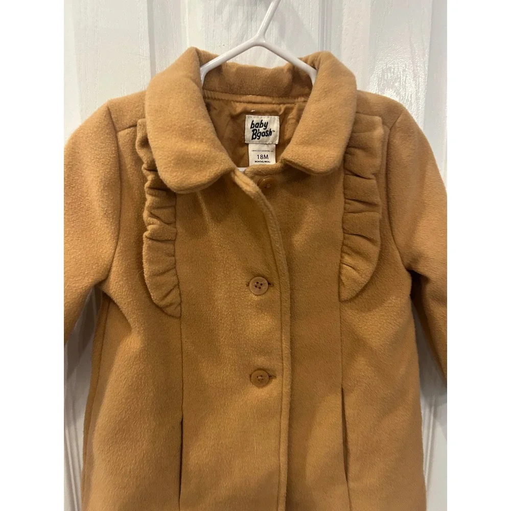 Baby Bgosh Girls‎ Camel Tan Ruffle Pea Coat Jacket 18M